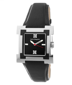 Laura Biagiotti Black Leather Dress Watch