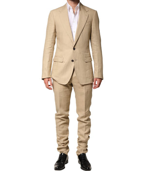 Dolce & Gabbana Beige Linen Single Breasted 2 Piece Suit
