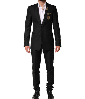 Dolce & Gabbana Black Embellished Single Breasted 2 Pc Suit