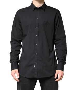 Dolce & Gabbana Black GOLD Cotton Men Dress Formal Shirt