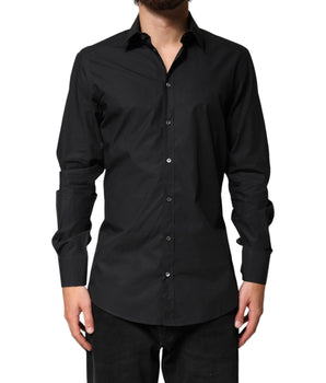 Dolce & Gabbana Black GOLD Cotton Men Dress Formal Shirt