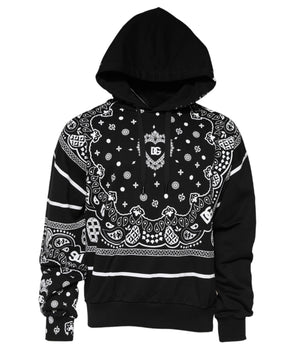 Dolce & Gabbana Black Bandana Hooded Men Sweatshirt Sweater