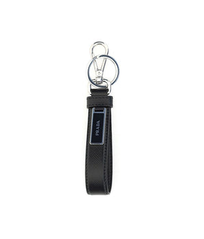 Prada Black Stainless Steel Keychain
