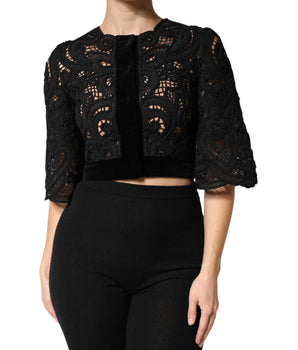 Dolce & Gabbana Black Floral Lace Cropped Coat  Jacket