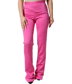 Versace Pink Viscose High Waist Straight Casual Trouser Pants