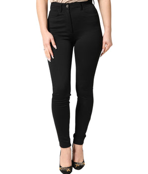 Dolce & Gabbana Black Nylon Stretch Skinny High Waist Pants
