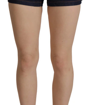 Dolce & Gabbana Blue Denim Stretch Crystal Hot Pants Shorts