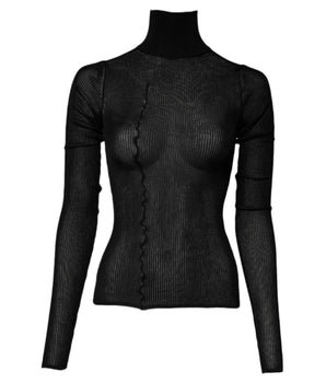 Dolce & Gabbana Black Viscose Turtle Neck Pullover Top