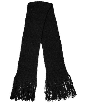 Dolce & Gabbana Black Wool Fringes Neck Wrap Foulard Scarf