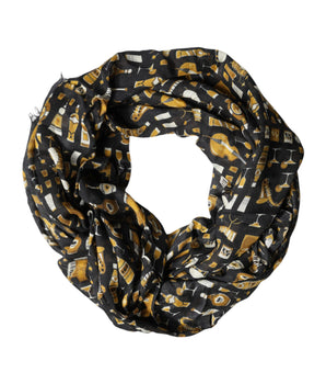 Dolce & Gabbana Black Jazz Club Print Neck Wrap Shawl Scarf