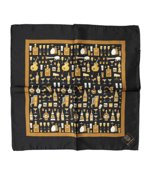Dolce & Gabbana Black Jazz Club Square Handkerchief Scarf
