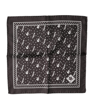 Dolce & Gabbana Black Guitar Trumpet Men Handkerchief Scarf