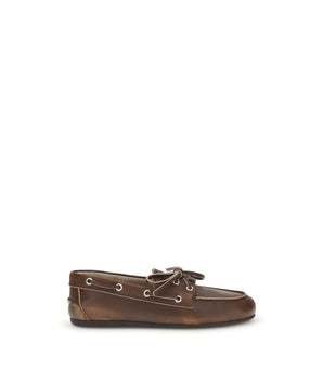 Miu Miu Brown Calf Leather Bos Taurus Slip-On Loafers