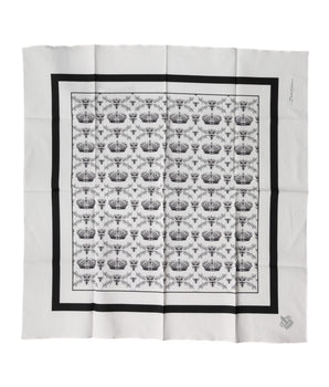 Dolce & Gabbana White Crown Cotton Men Square Foulard Scarf
