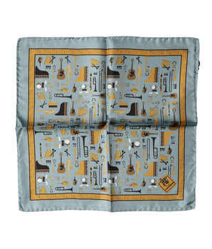 Dolce & Gabbana Blue Jazz Club Square Handkerchief Scarf