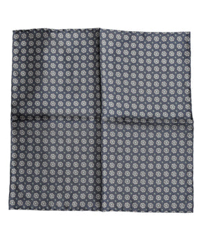 Dolce & Gabbana Blue Patterned Silk Square Handkerchief Scarf