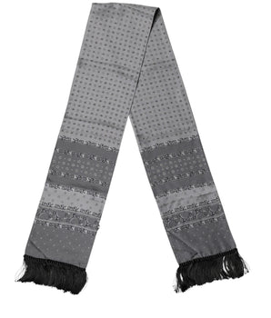 Dolce & Gabbana Gray Patterned Fringes Neck Foulard Scarf