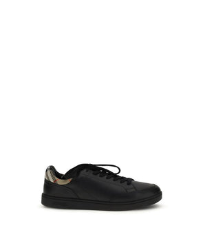 Burberry Black Calf Leather Bos Taurus Low Top Sneakers