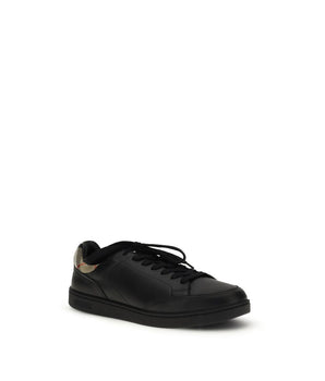 Burberry Black Calf Leather Bos Taurus Low Top Sneakers