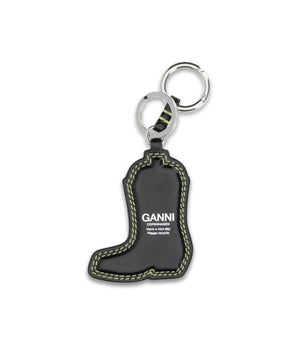 Ganni Black Recycled Leather Keychain