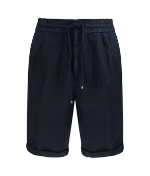 Brunello Cucinelli Blue Linen Bermuda Shorts