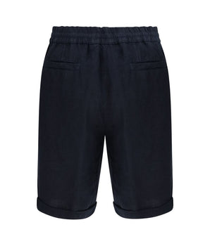Brunello Cucinelli Blue Linen Bermuda Shorts