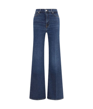 7FOR Blue Cotton Flared Jeans