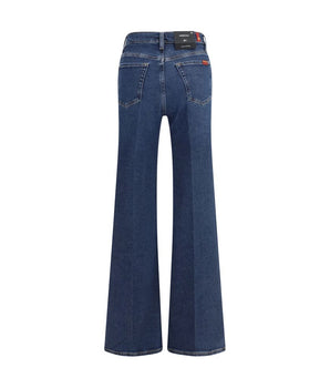7FOR Blue Cotton Flared Jeans