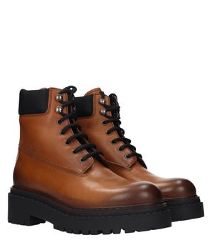 Prada Brown Leather Ankle Boots