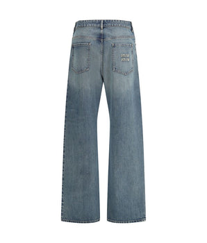 Miu Miu Blue Cotton Straight-Leg Jeans