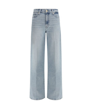 7FOR Light Blue Cotton Relaxed Fit Jeans