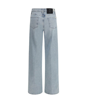7FOR Light Blue Cotton Relaxed Fit Jeans