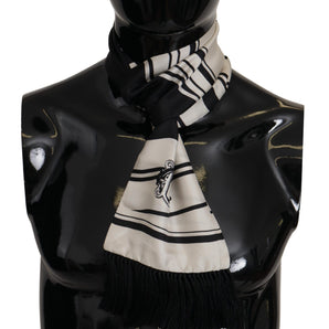 Dolce & Gabbana Elegant Silk Men's Scarf - Classic Black Stripe