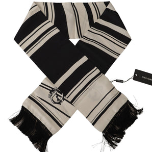 Dolce & Gabbana Elegant Silk Men's Scarf - Classic Black Stripe