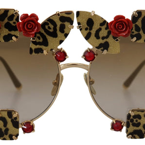 Dolce &amp; Gabbana Elegant Round Rose-Embellished Sunglasses