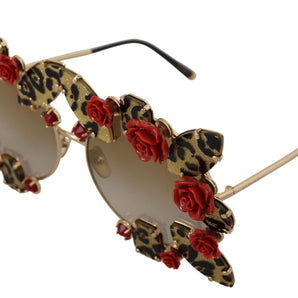 Dolce &amp; Gabbana Elegant Round Rose-Embellished Sunglasses