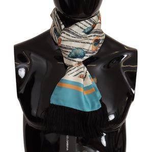 Dolce &amp; Gabbana Multicolor Silk Seashell Printed Scarf