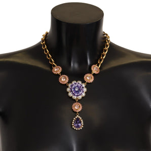 Dolce & Gabbana Elegant Floral Crystal Statement Necklace