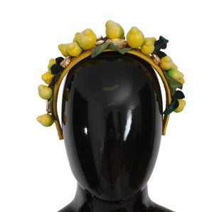 Dolce &amp; Gabbana Exquisite Silk Crystal Lemon Headband Diadem