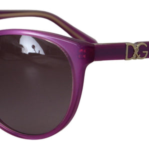 Dolce &amp; Gabbana Chic Purple Acetate Round Sunglasses