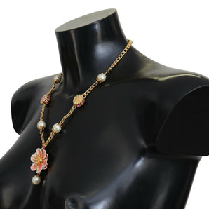 Dolce & Gabbana Elegant Floral Statement Charm Necklace