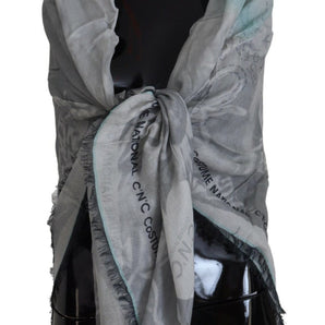 Costume National Chic Diseñador Bufanda Gris con Flecos