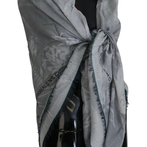 Costume National Chic Designer Gray Scarf with Fringes