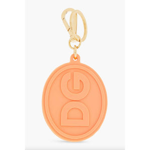 Dolce &amp; Gabbana Elegant Orange Keychain with Gold Hardware