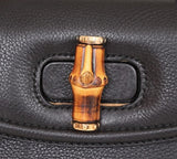 Gucci Black Leather Bamboo Top Handle Bag Handbags Gucci 