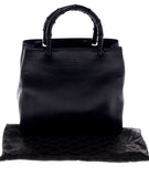 Mala Gucci Black Leather Bamboo Handle Tote Handbags Gucci 