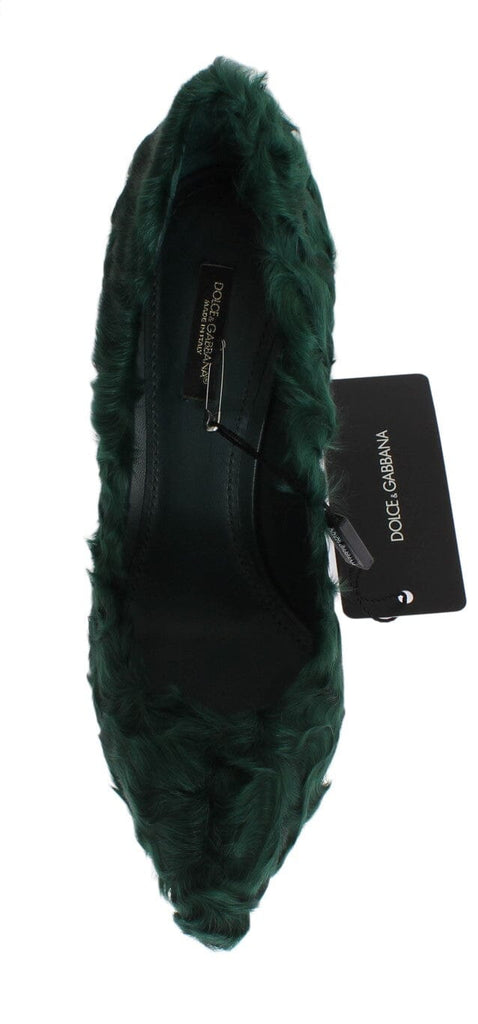 Dolce & Gabbana Green Xiangao Lamb Fur Leather Pumps Dolce & Gabbana 