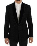 Dolce & Gabbana Black Floral Ricamo Slim Blazer Jacket