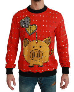 Dolce & Gabbana Red Crystal Pig of the Year Sweater Dolce & Gabbana 