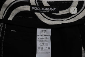 Dolce & Gabbana Black White Pattern Linen Shorts